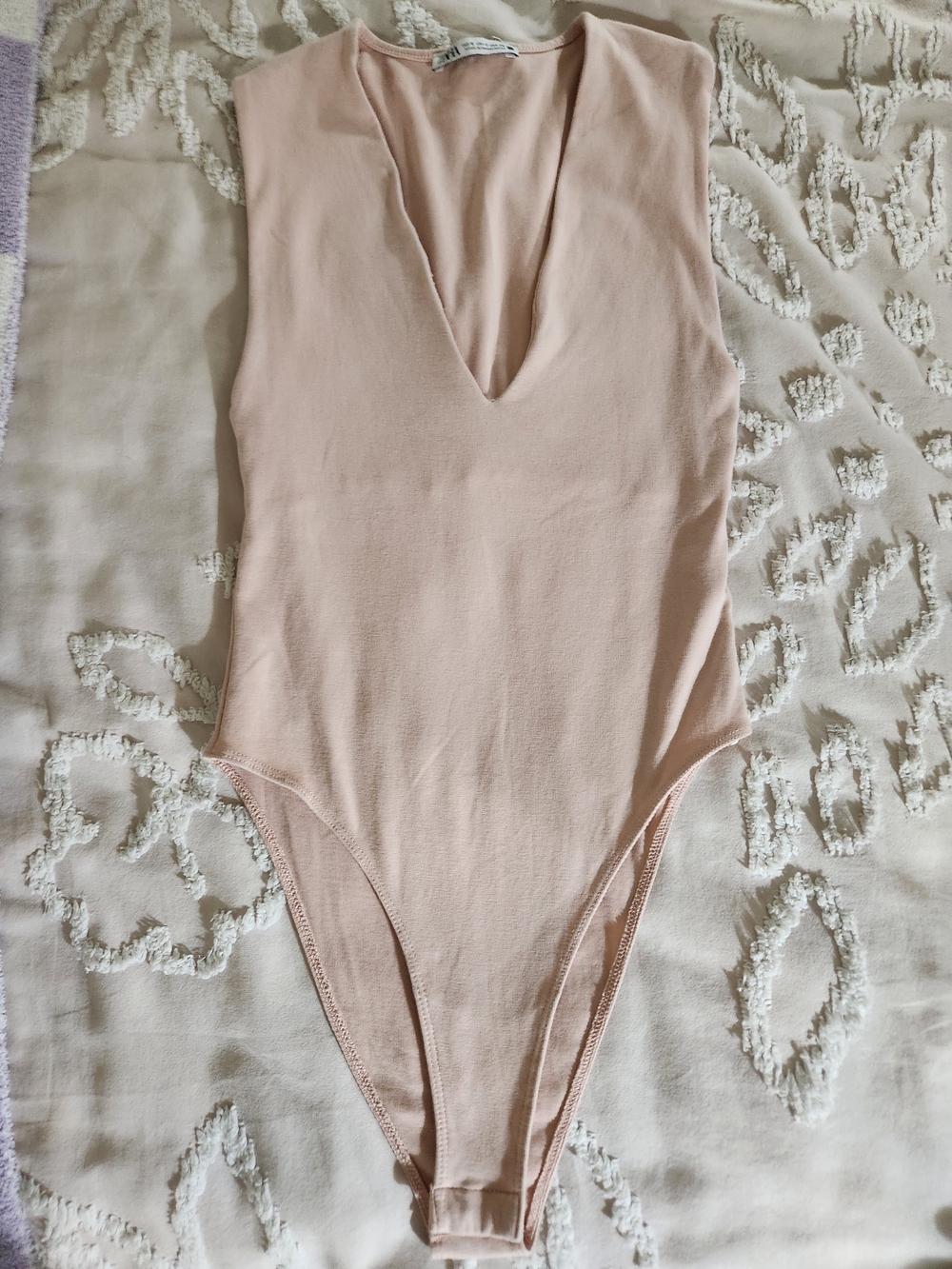 Zara Blush Pink Sleeveless V-Neck Bodysuit SM